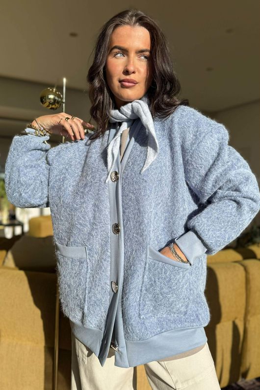 Beach Walk Fleece Cardigan Denim